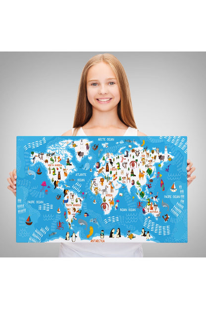 Özel Tasarım, Dekortif  BaskıCocuk Odası Hayvan Desenli Dekoratif Kanvas Tablo 1074