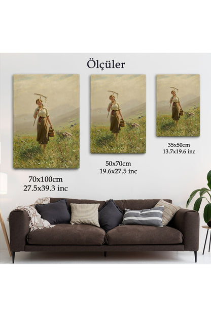 Çayırda Yüreyen Köylü Kızı Duvar Tablosu-6324