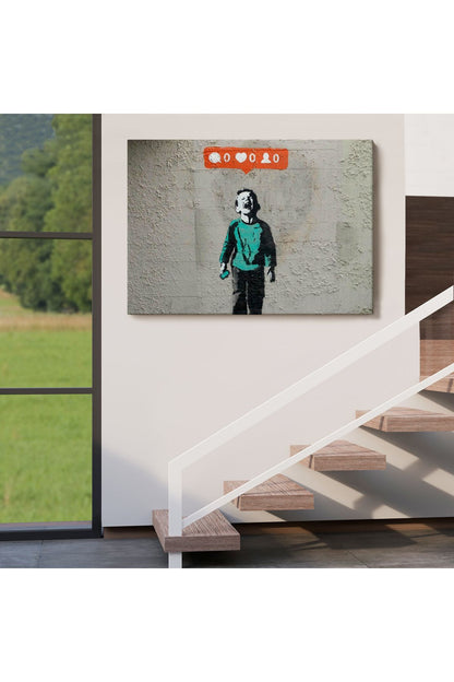 Bansky Takipçisi Olmadığı İçin Ağlayan Sosyal Medya Cocugu Kanvas Tablo-5021