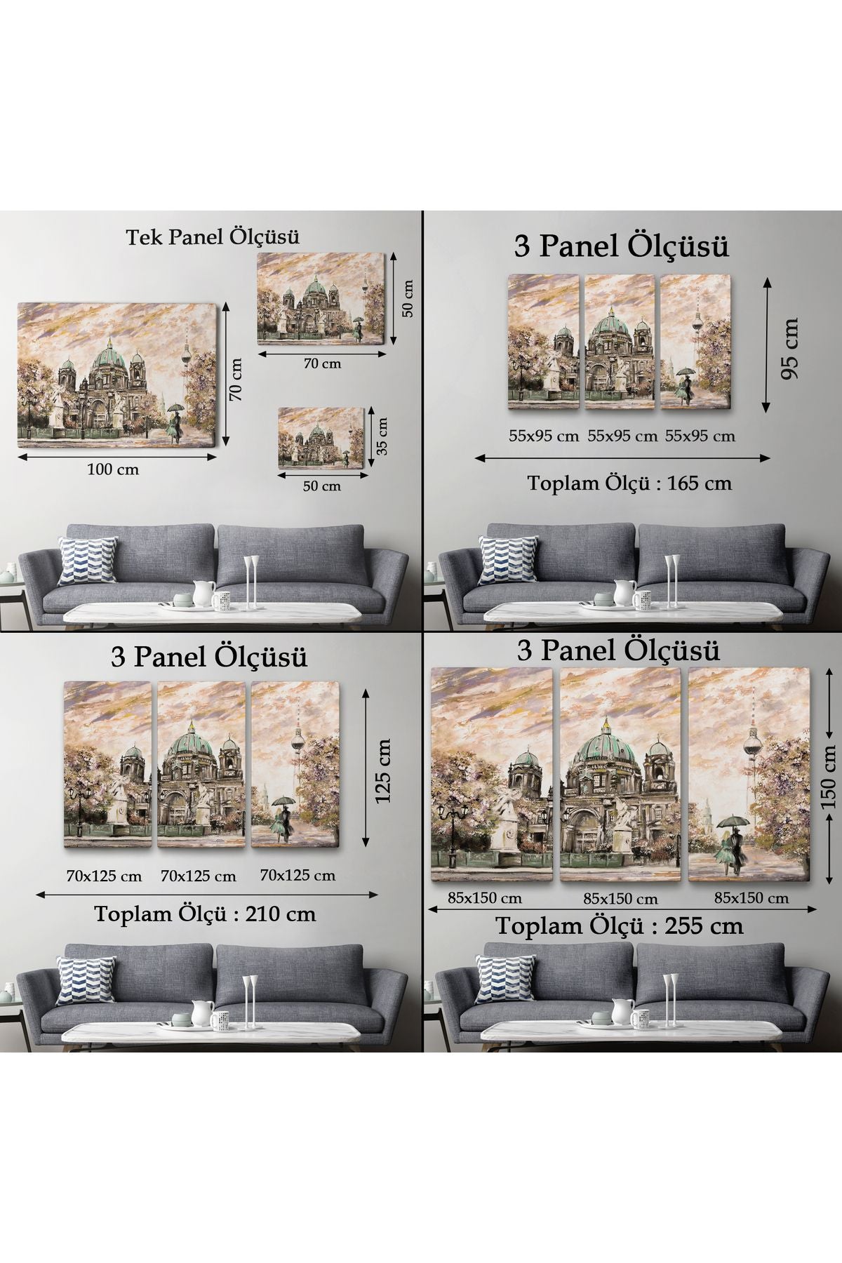 Berlin Sephora Katedrali Yağlıboya Görünüm Dekoratif Kanvas Tablo-3501