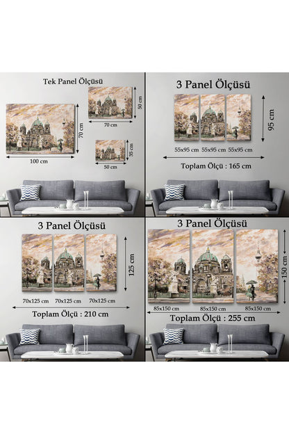 Berlin Sephora Katedrali Yağlıboya Görünüm Dekoratif Kanvas Tablo-3501