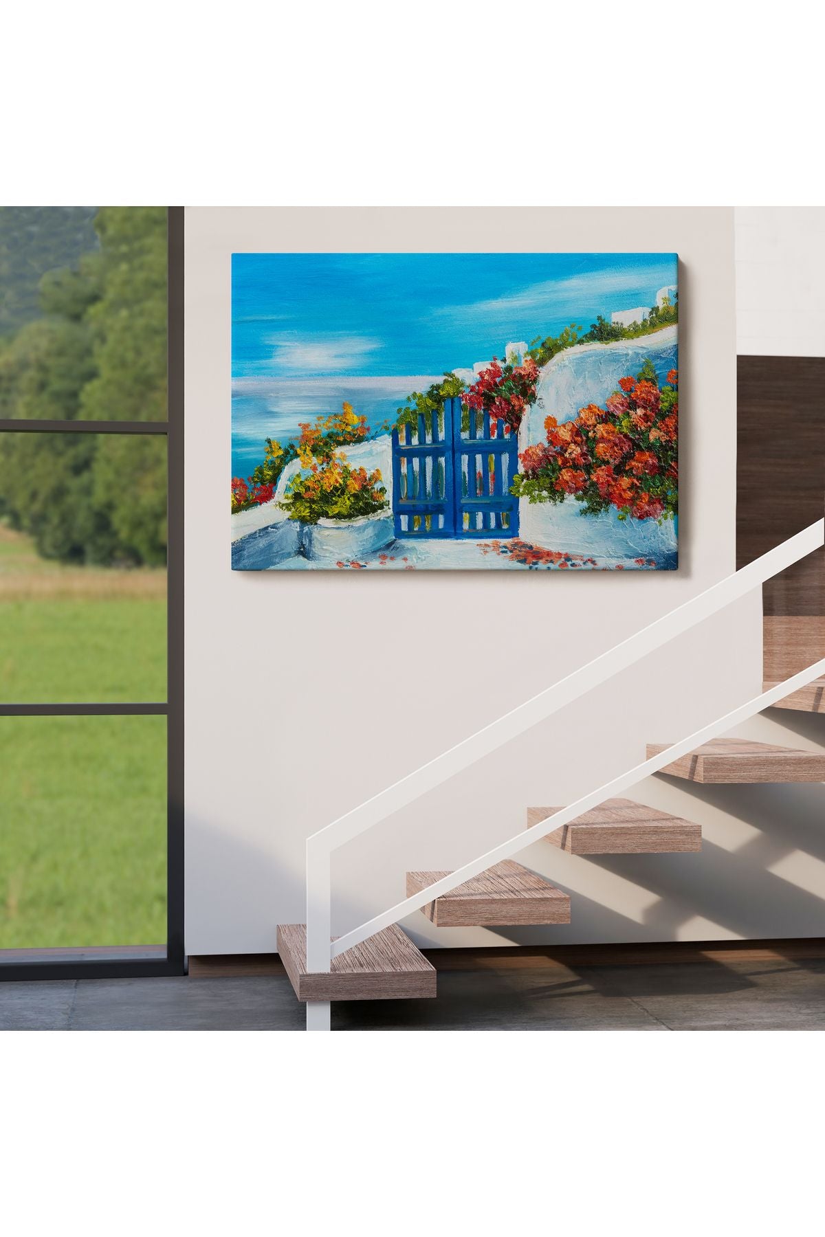 Özel Tasarım Deniz Manzaralı Bahçe Duvar Tablosu-1220
