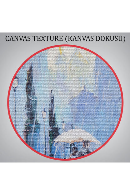 Şemsiye Altında Bir Çift Aşık Temalı Kanvas Duvar Tablosu-1187