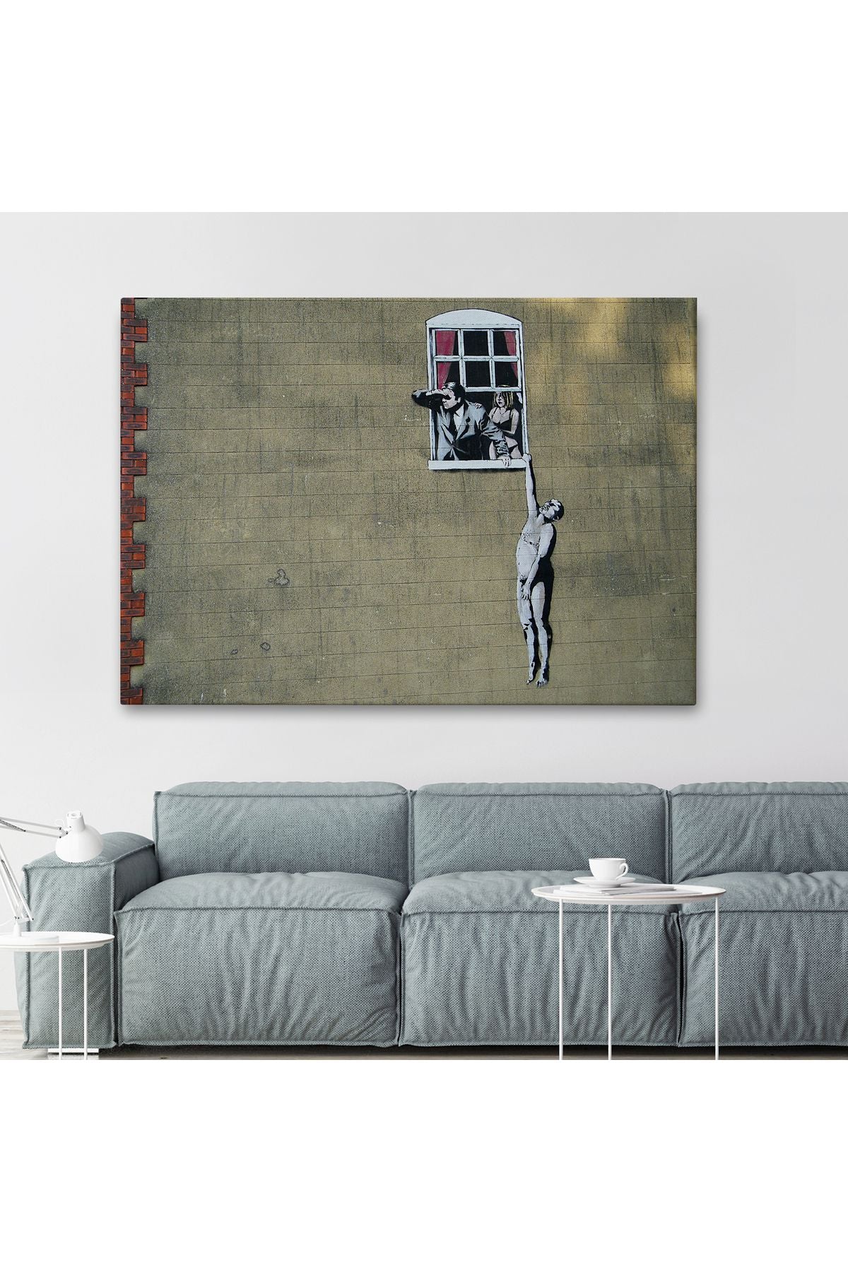 Banksy, Kocası Tarafından Basılan Kadın Kanvas Tablo-5093