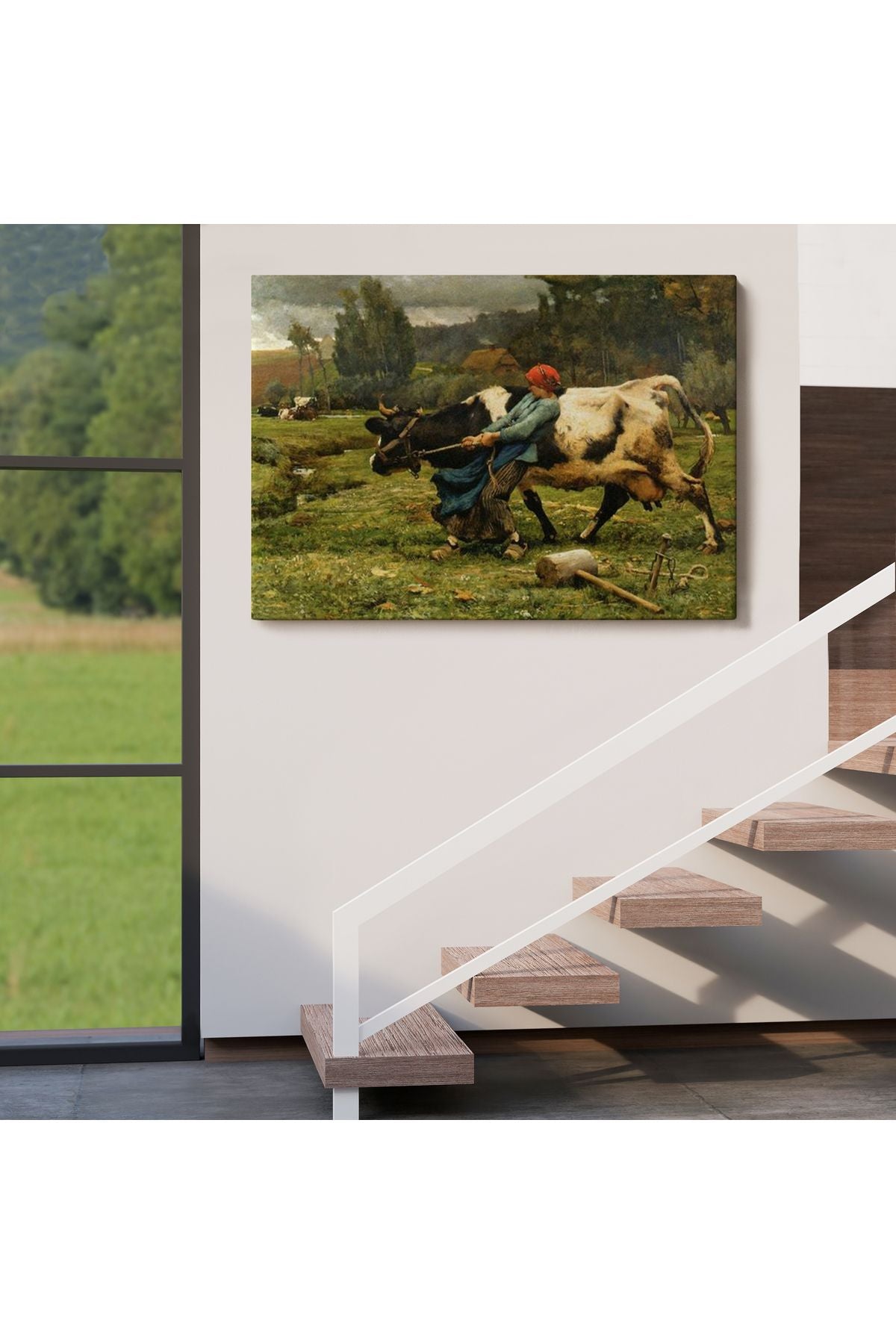MLT Brnd product092 İneği  Çeken Köylü Kızı Duvar Tablosu-6522