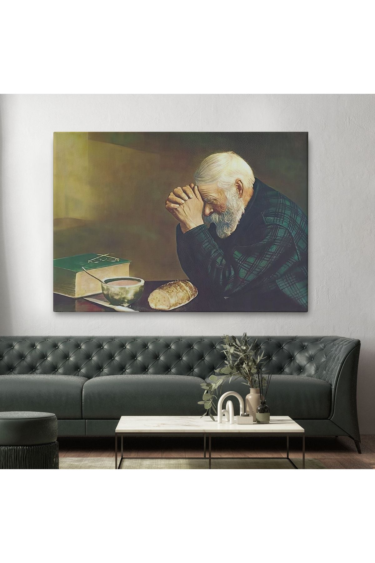 Eric Enstrom Grace Adam Ekmek Üzerinde Dua Ediyor Kanvas Tablo-5393