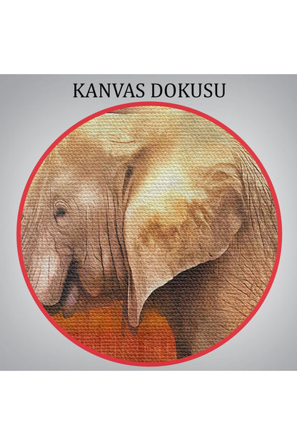 Fil ve Taç Mahal Manzaralı Yağlıboya Görünüm Dekoratif Kanvas Duvar Tablosu-3716