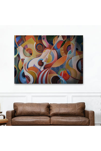 arg001 seri Müzik Temalı Soyut Yağlıboya Görünüm Dekoratif Kanvas Tablo-3705