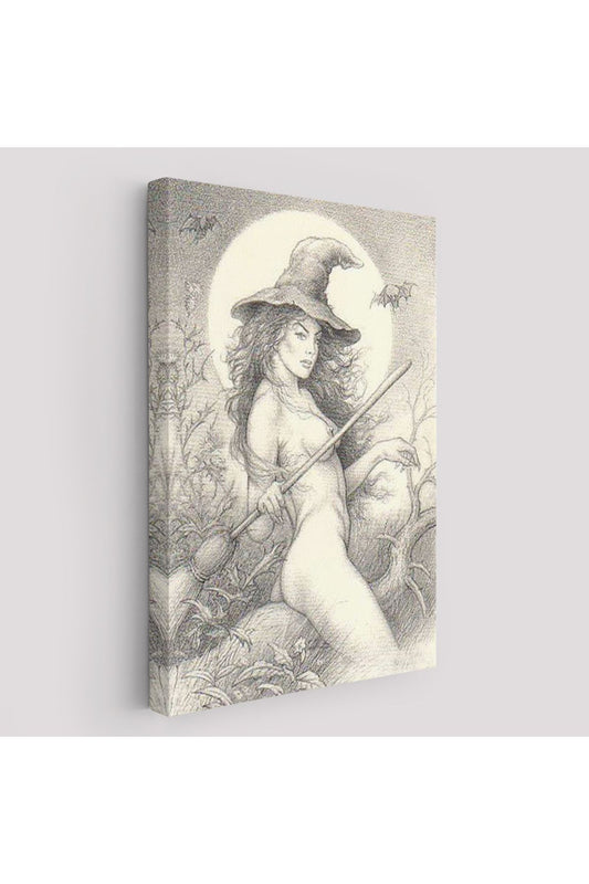 Şabat'a Cadı Uçuşu, Vintage Cadılar Bayramı, Wiccan Tuhaflıkları Kanvas Tablo-5284