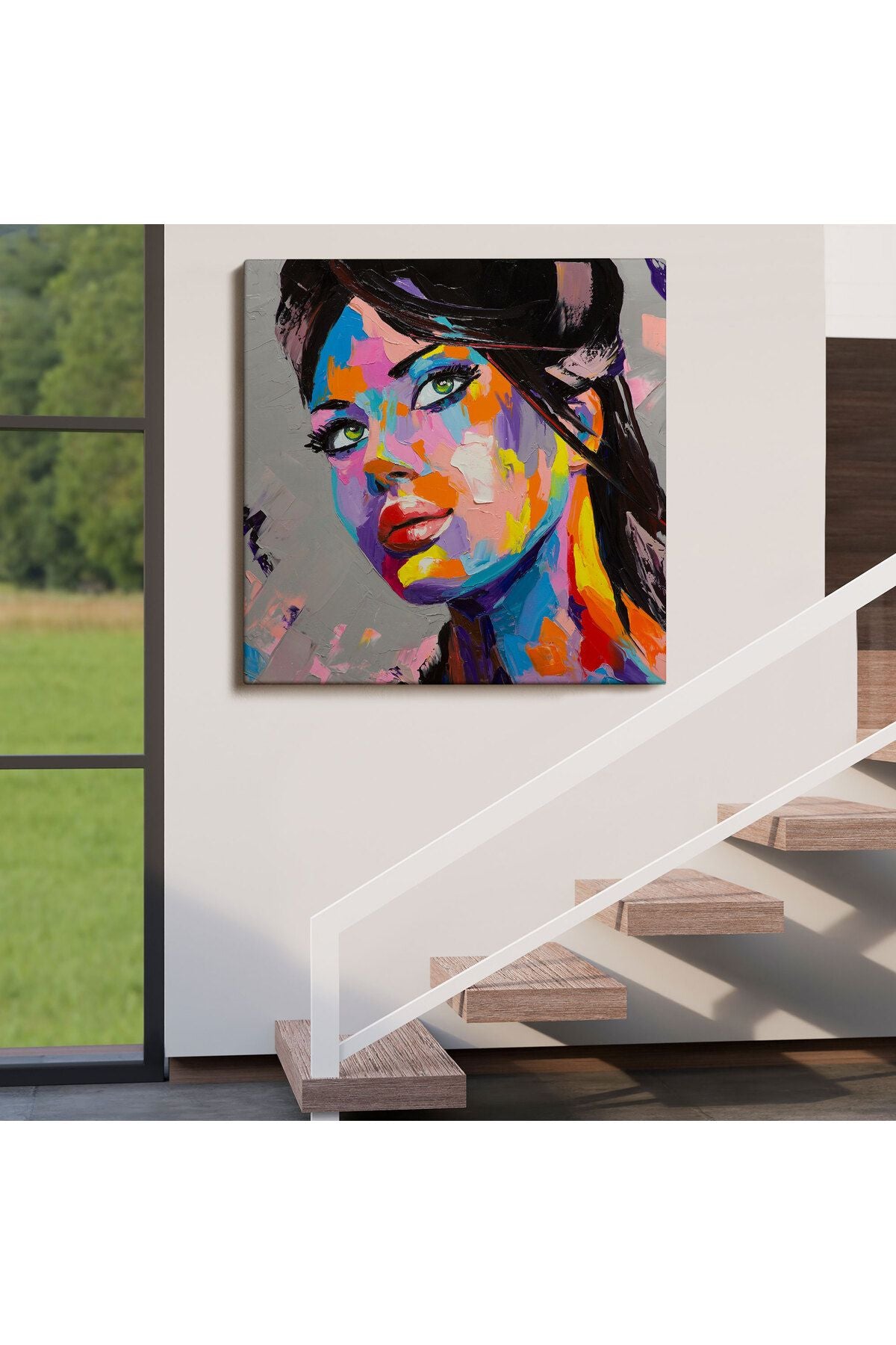 Güzel Kadın Yağlıboya Görünüm Dekoratif Kanvas Duvar Tablosu-5834