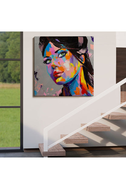 Güzel Kadın Yağlıboya Görünüm Dekoratif Kanvas Duvar Tablosu-5834