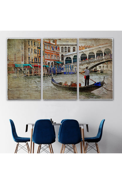 Venedik Kanalları Yağlıboya Çalışması Dekoratif Tablo-3427