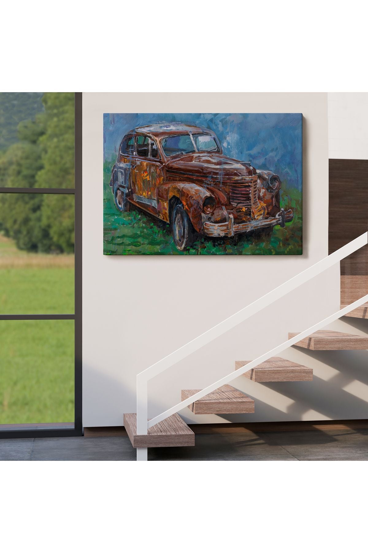 Paslı Eski Araba Dekoratif Duvar Tablosu-3531