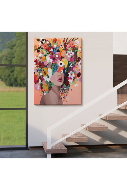Çiçek Saçlı Kadın Dekoratif Kanvas Duvar Tablosu -6373