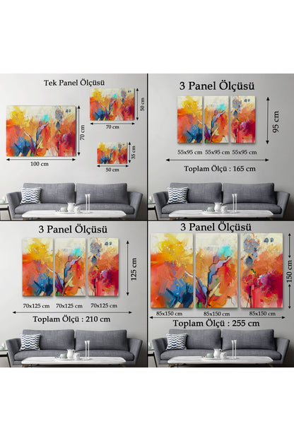 Fırça Darbeli Soyut Yağlıboya Görünüm Dekoratif Kanvas Duvar Tablosu-3582