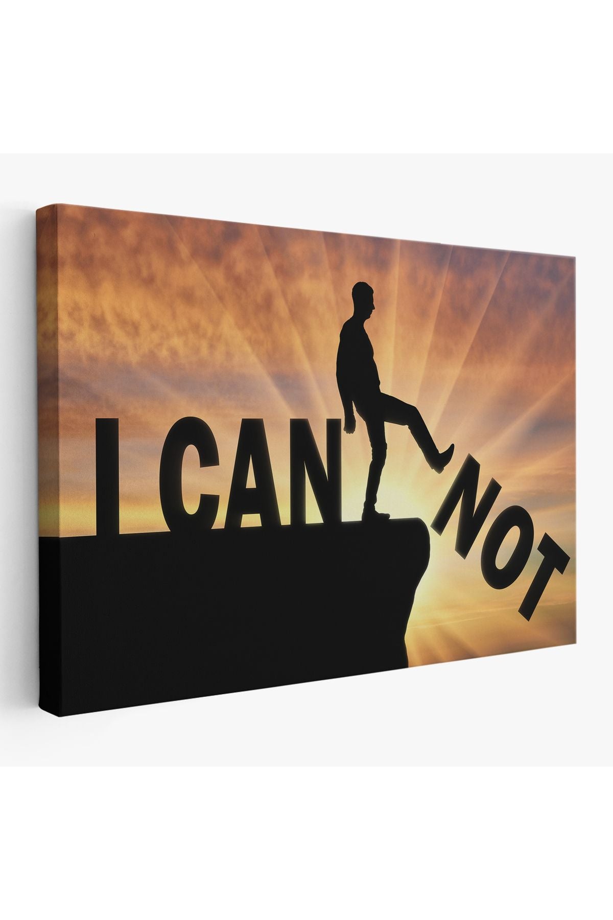 Yapamam, Ayakta Uçurum Kelimeyi Zorlar Kanvas Tablo, Ben Yapabilirim, Motivasyon-5409