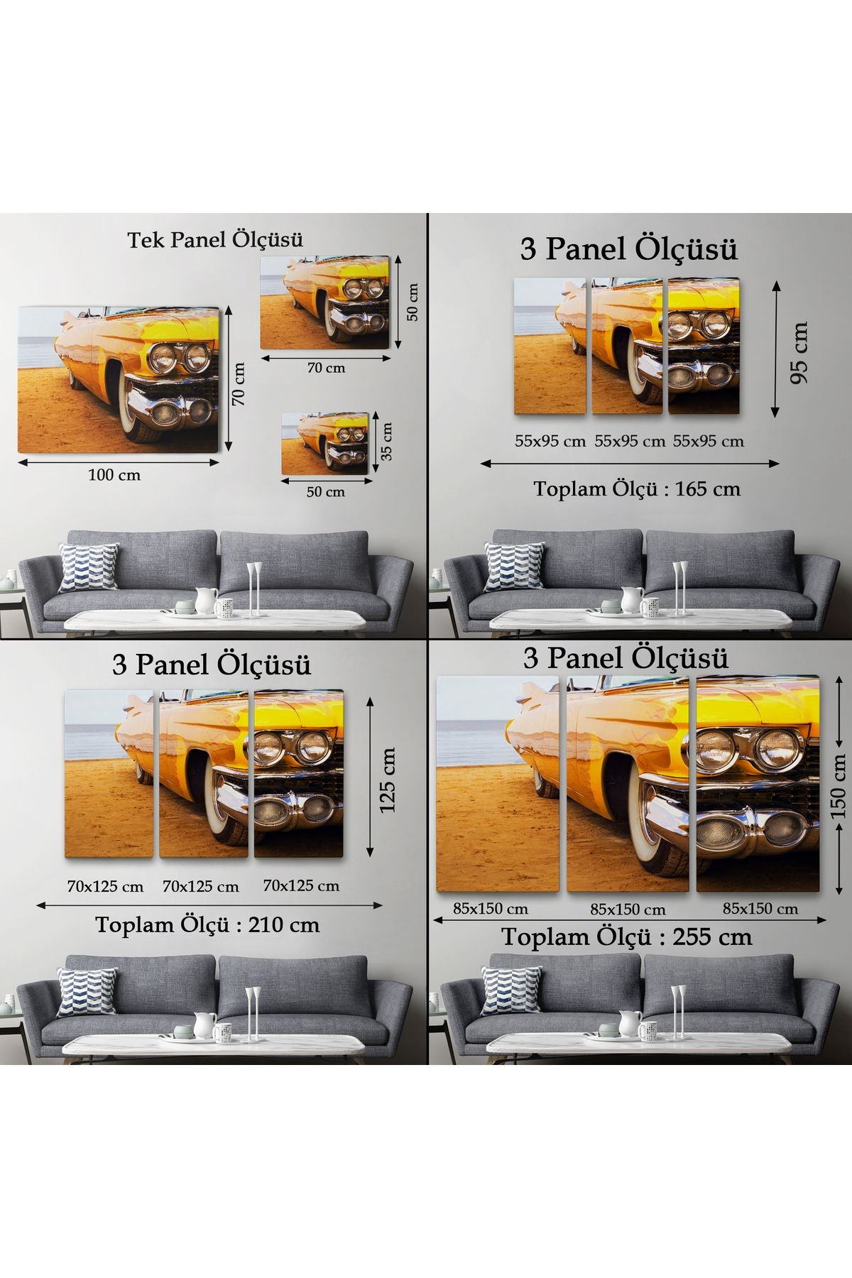 Sarı Klasik Araba Tablosu-6612