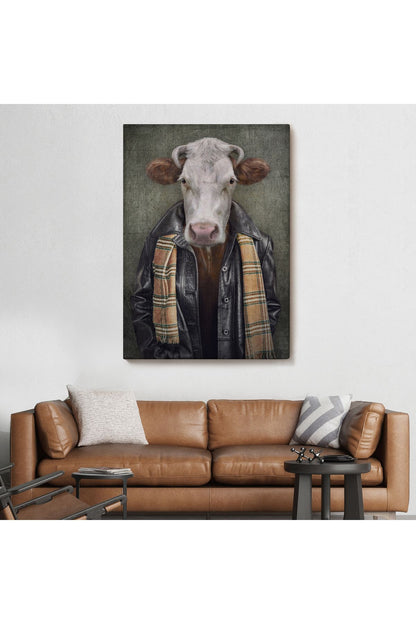 YB HG İnek Kafalı İnsan Kanvas Tablo-4997