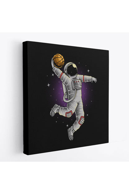 Ay'da Basketbol Oynayan Astronot Kanvas Tablo-5068