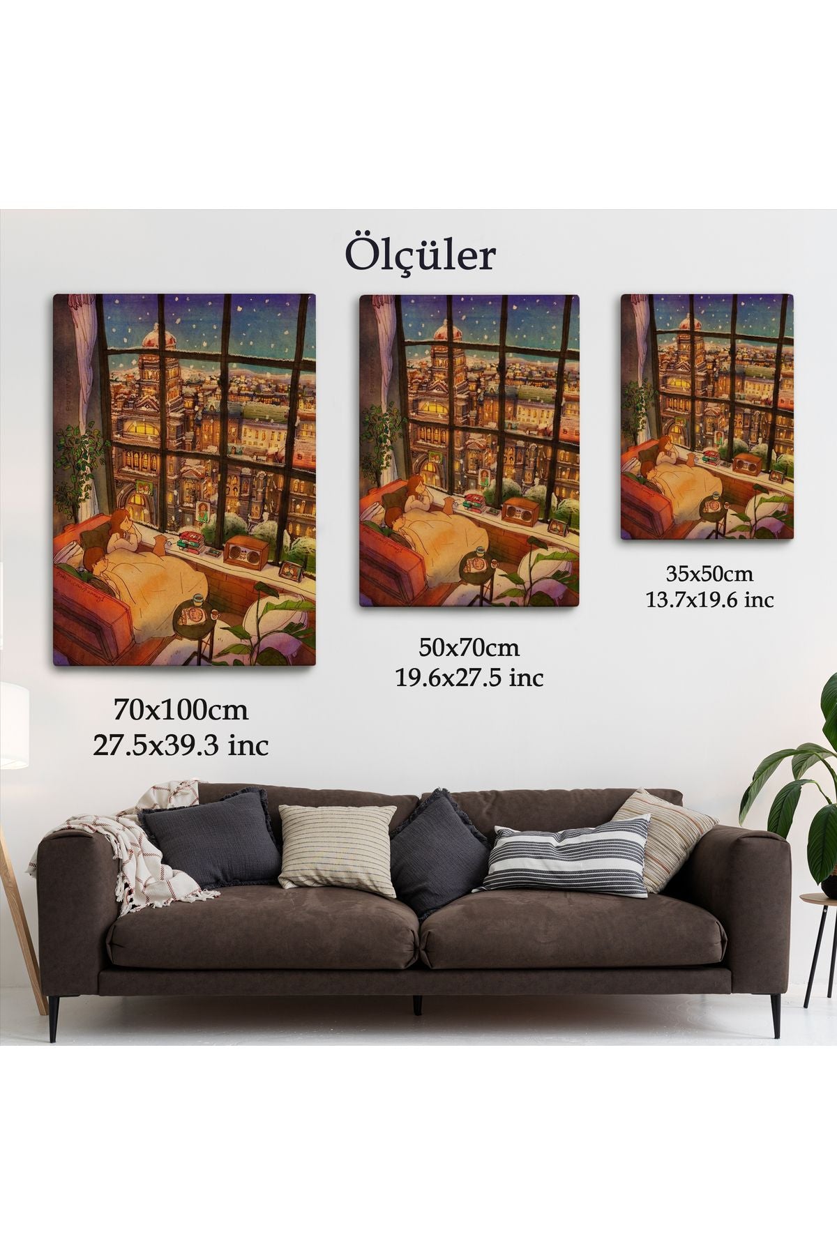 mstseri001 Cam Önünde Kar Keyfi Duvar Tablosu-6336