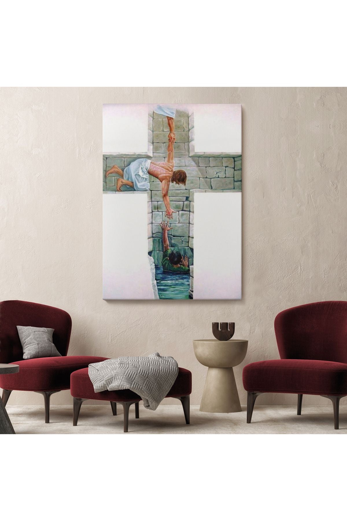 Kurtarıcı İsa ile Cennet Kanvas Tablo, Bizde Daha Büyük Bir Aşk Yoktur Kanvas Tablo-5224