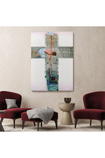 Kurtarıcı İsa ile Cennet Kanvas Tablo, Bizde Daha Büyük Bir Aşk Yoktur Kanvas Tablo-5224