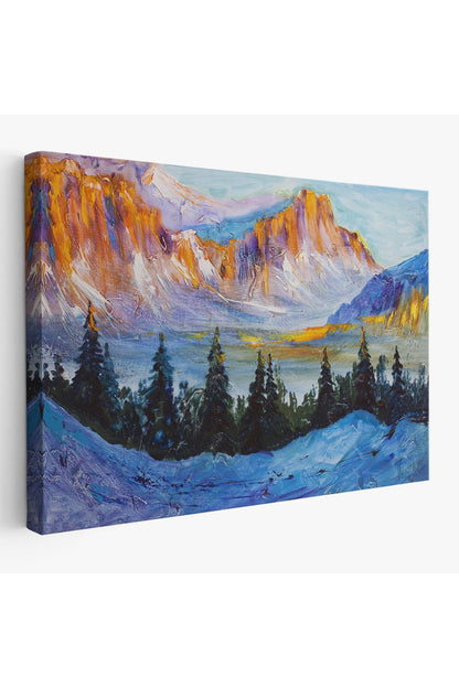 trndry seri001 Rusya Karlı Dağları Manzarası Duvar Tablosu-1235