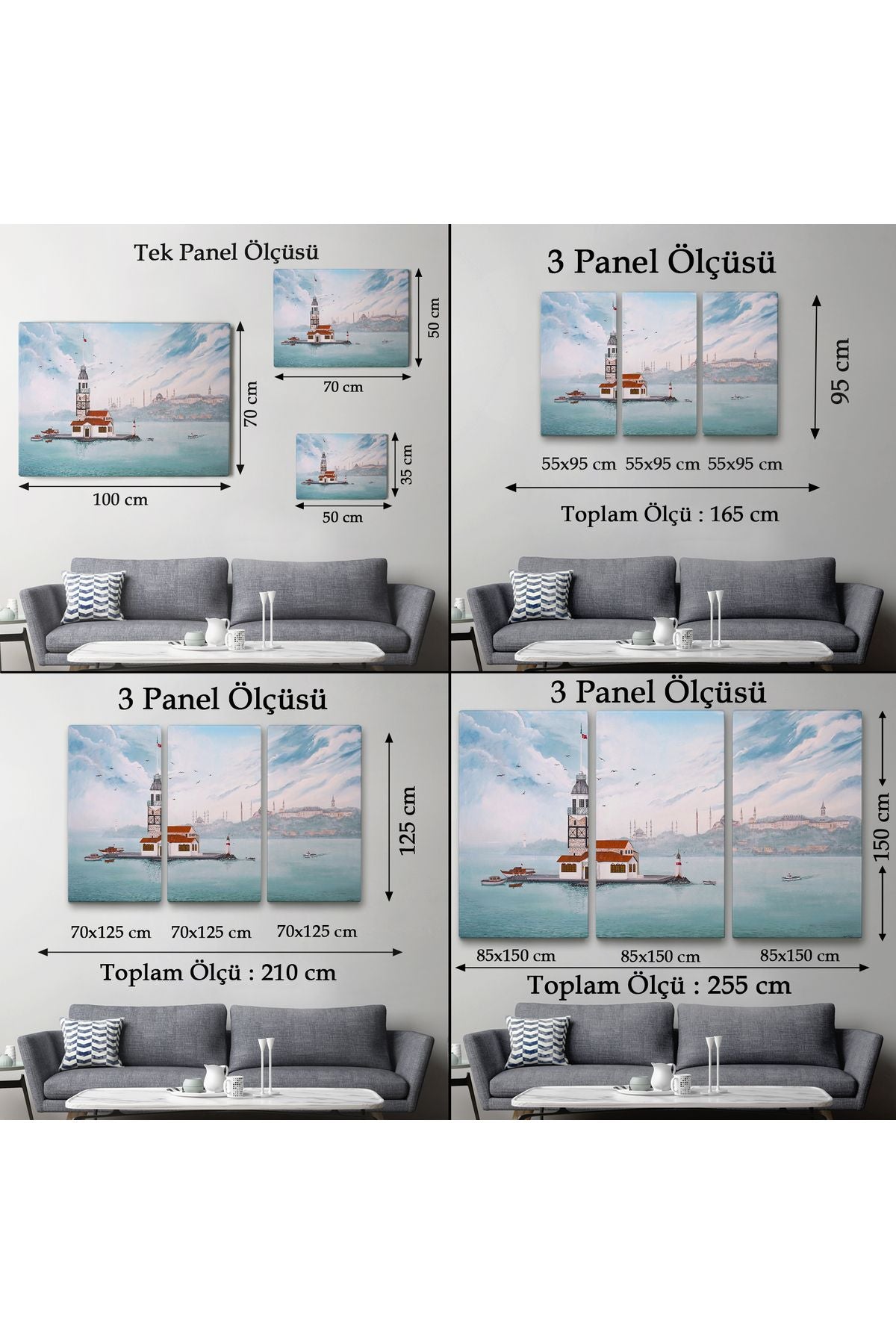 Kız Kulesi Yağlıboya Görünüm Dekoratif Kanvas Tablo-3587