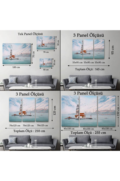 Kız Kulesi Yağlıboya Görünüm Dekoratif Kanvas Tablo-3587