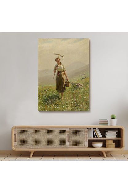 Çayırda Yüreyen Köylü Kızı Duvar Tablosu-6324