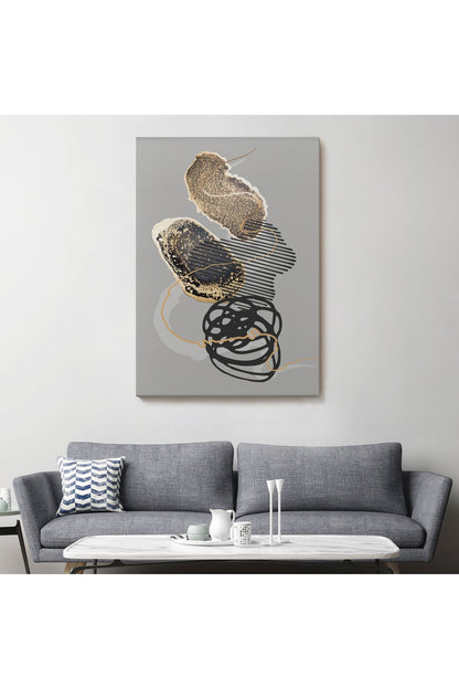 Geometrik Formda Mürekkep ve Alkol Elementli Kanvas Tablo-5180