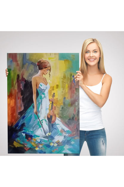 Keman Çalan Kadın Dekortif Duvar Tablosu-6233