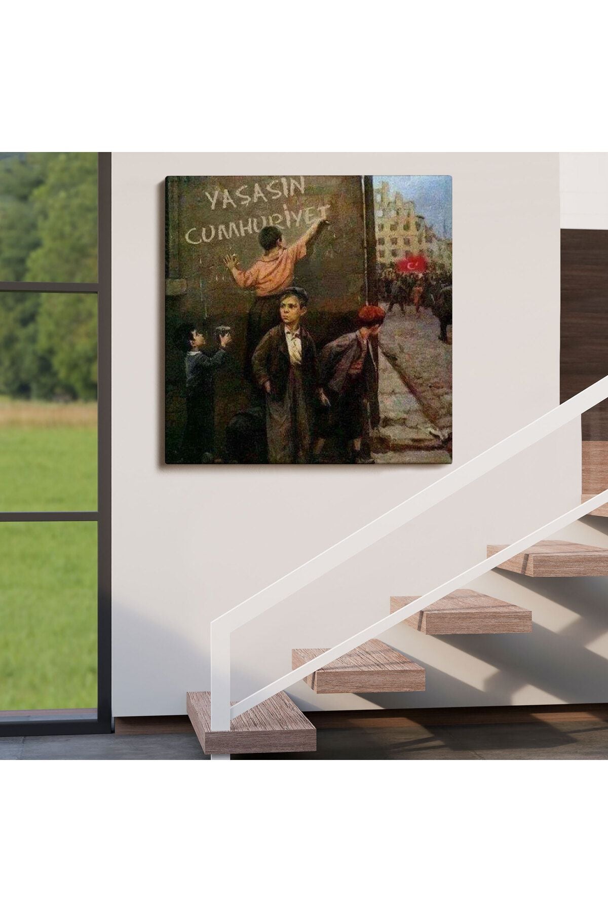 Yaşasın Cumhuriyet Yazan Çocuklar Kanvas Tablo-5896