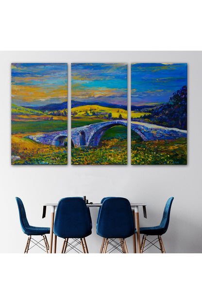 Köy Taşköprüsü Günbatımı Manzarası Duvar Tablosu-1202