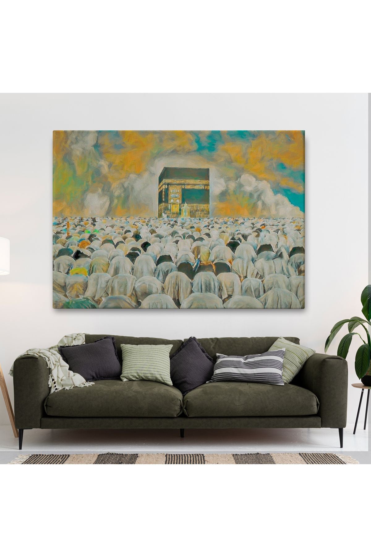 Mekke Kabe'de Kılınan Namazın Muhteşem Görüntüsü Kanvas Tablo-5052