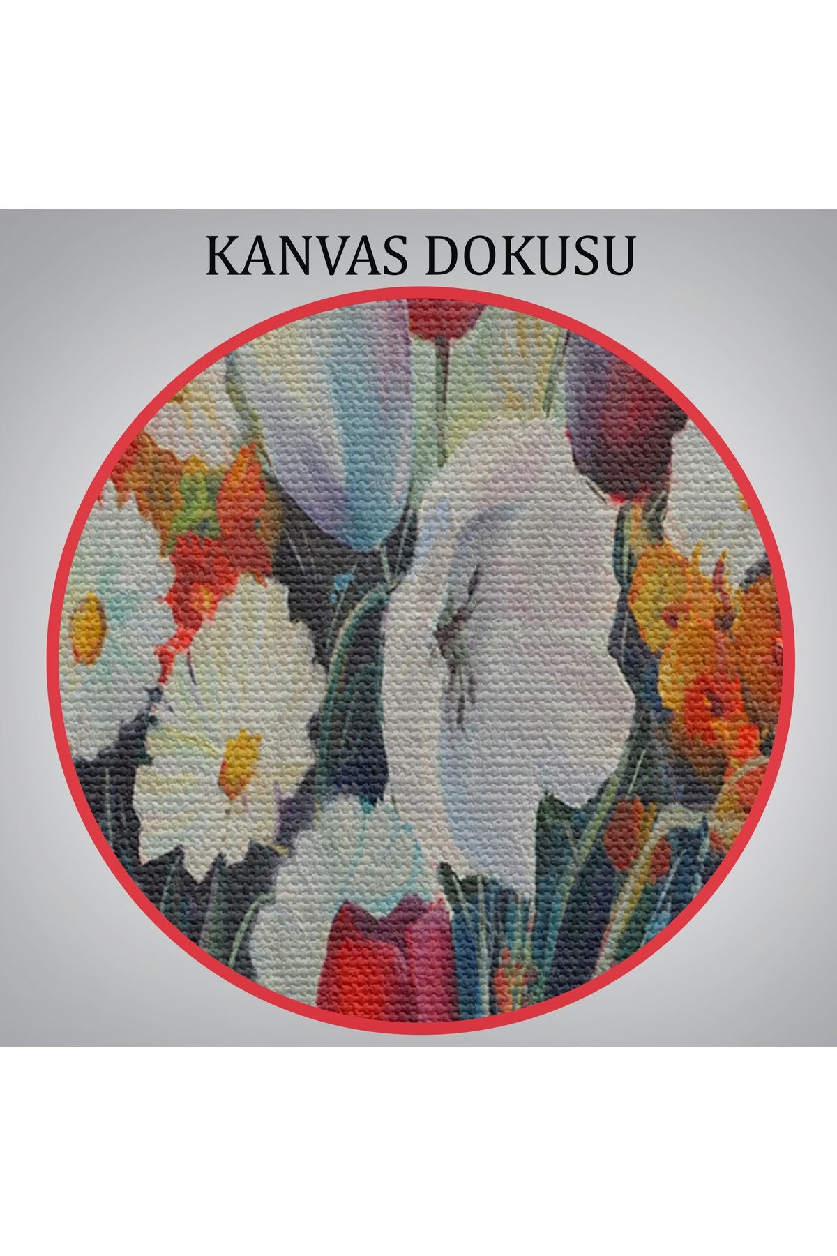 Kır Çiçekleri Yağlıboya Görünüm Dekoratif Kanvas Duvar Tablosu-3581