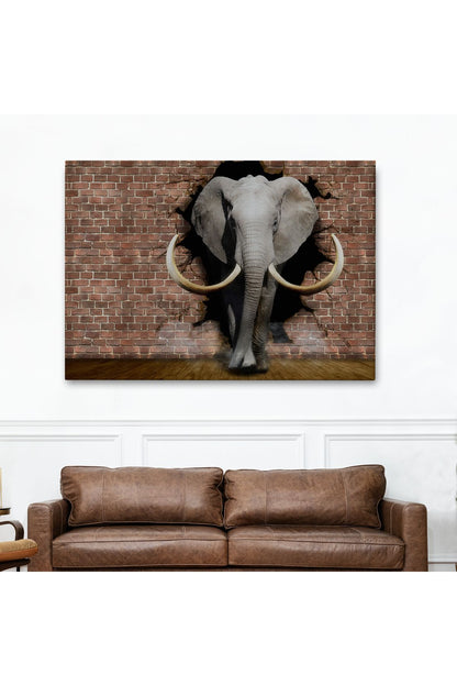 Duvardan Çıkan Fil Dekoratif Kanvas Duvar Tablosu-3620