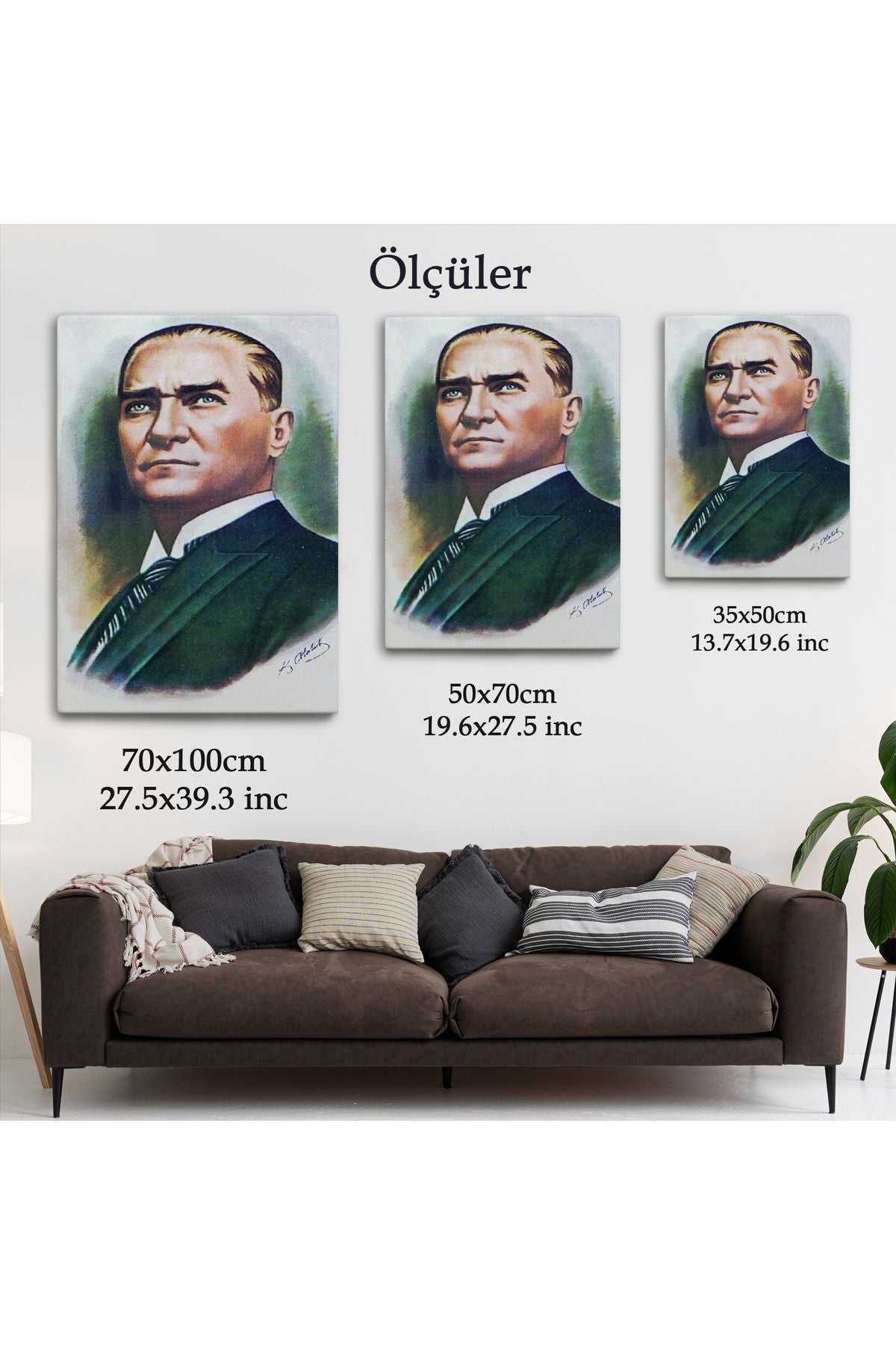 Atatürk Portre Tablosu Mustafa Kemal Atatürk Dikdörtgen Dekoratif Kanvas Tablo-CR-68