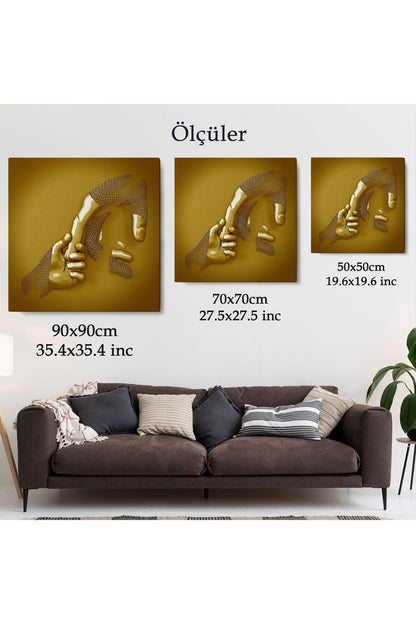 3D Efekt Altın İnsan Kanvas tablo, Altın Duvar Dekoru, Altın Gold Efekt-5365