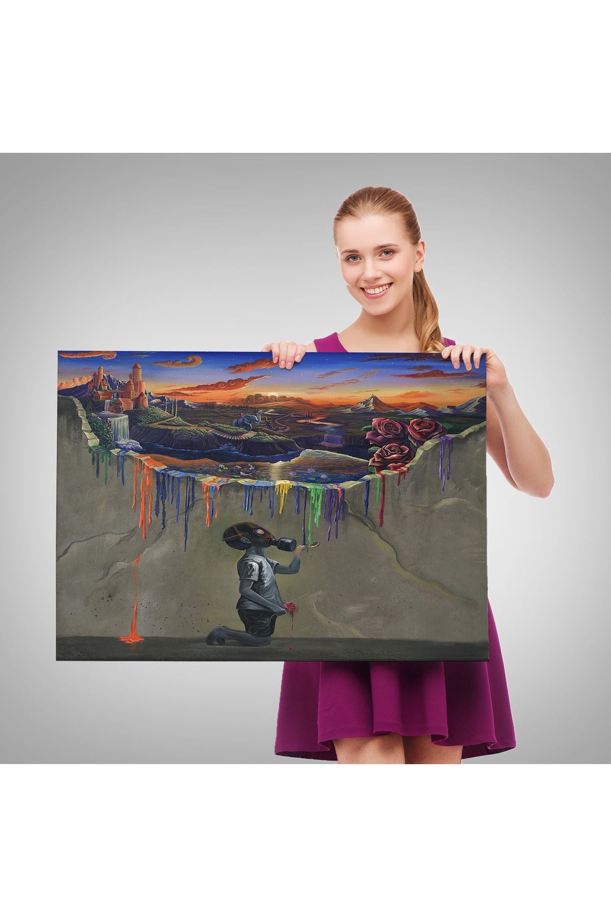 Özel Tasarım Londra Köprüsü Gece Manzara Tablosu-6638