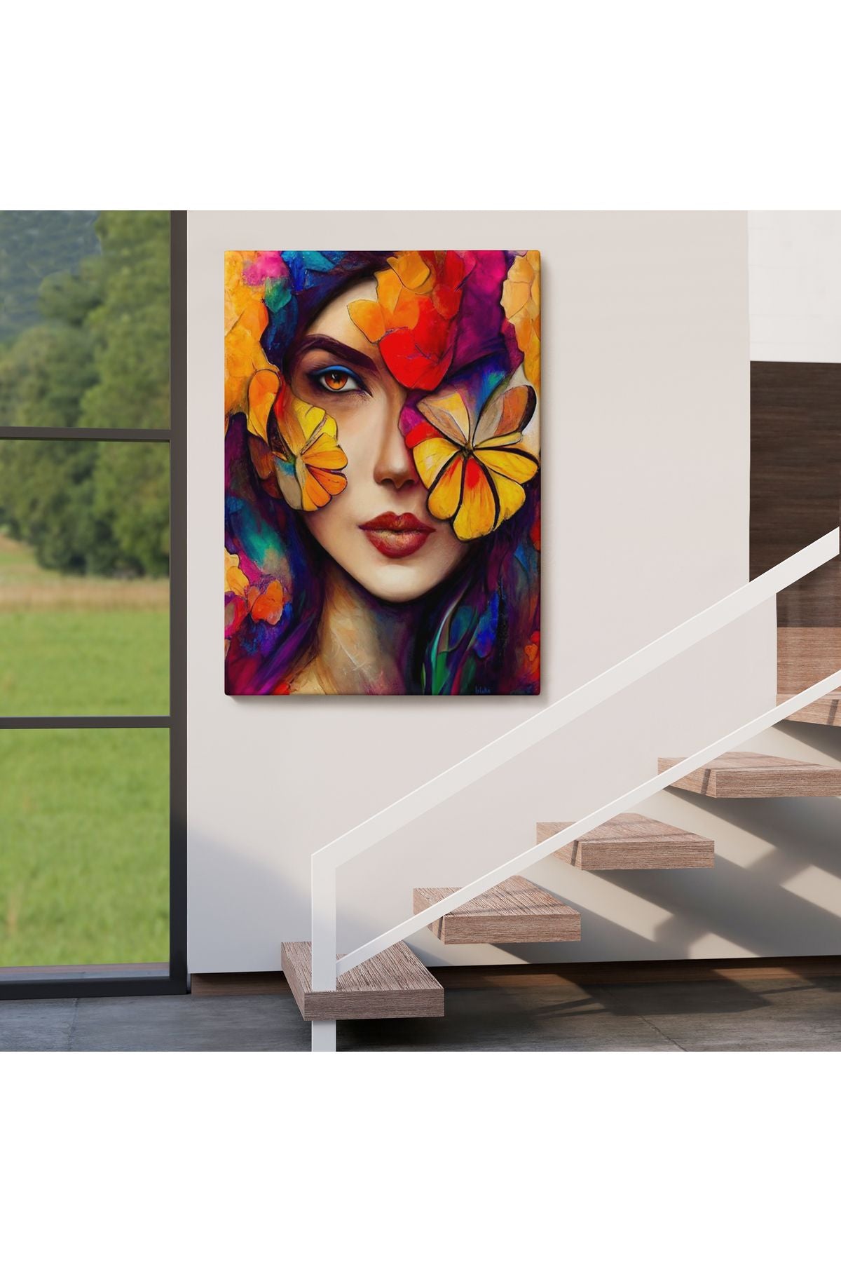 Çiçek ve Kadın Temalı Dekoratif Duvar Tablosu-6192