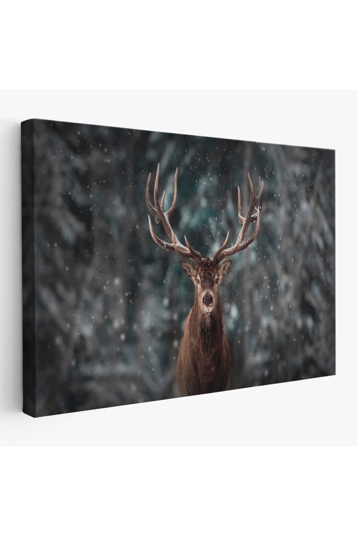 Ren Geyiği ve Kar Kanvas Tablo, Ren Geyiği Kış Ormanı Tablo-5370