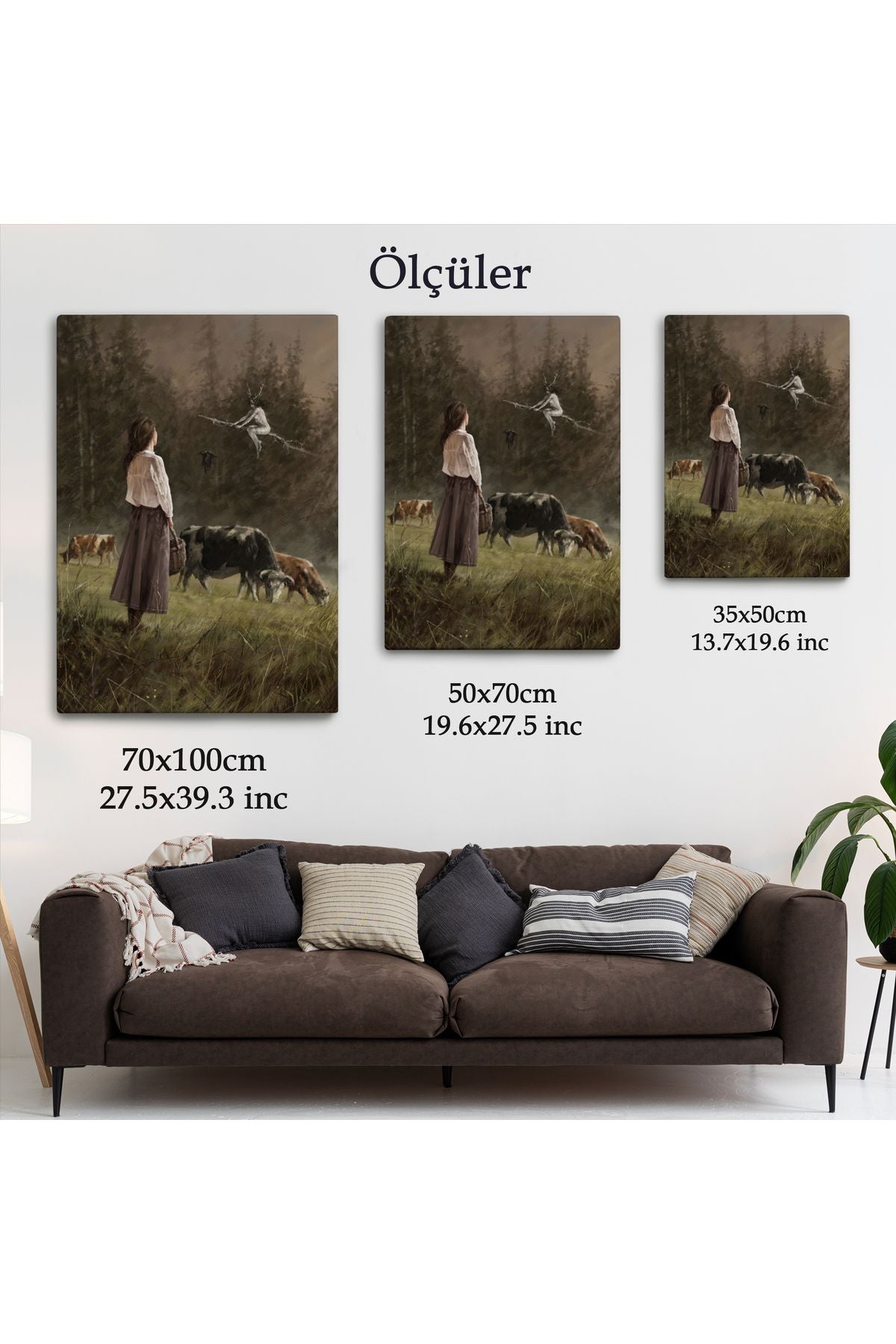 Süpürgeli Cadıya Özenen Kız Dekoratif Duvar Tablosu -6185