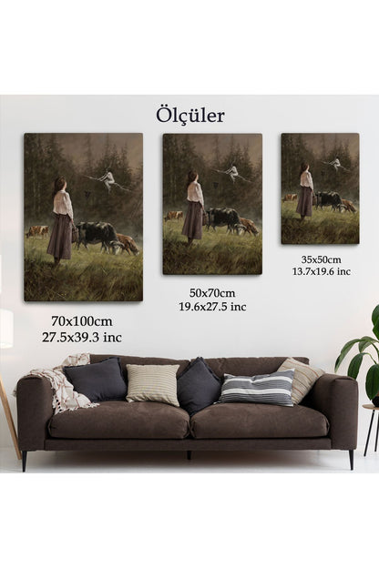 Süpürgeli Cadıya Özenen Kız Dekoratif Duvar Tablosu -6185