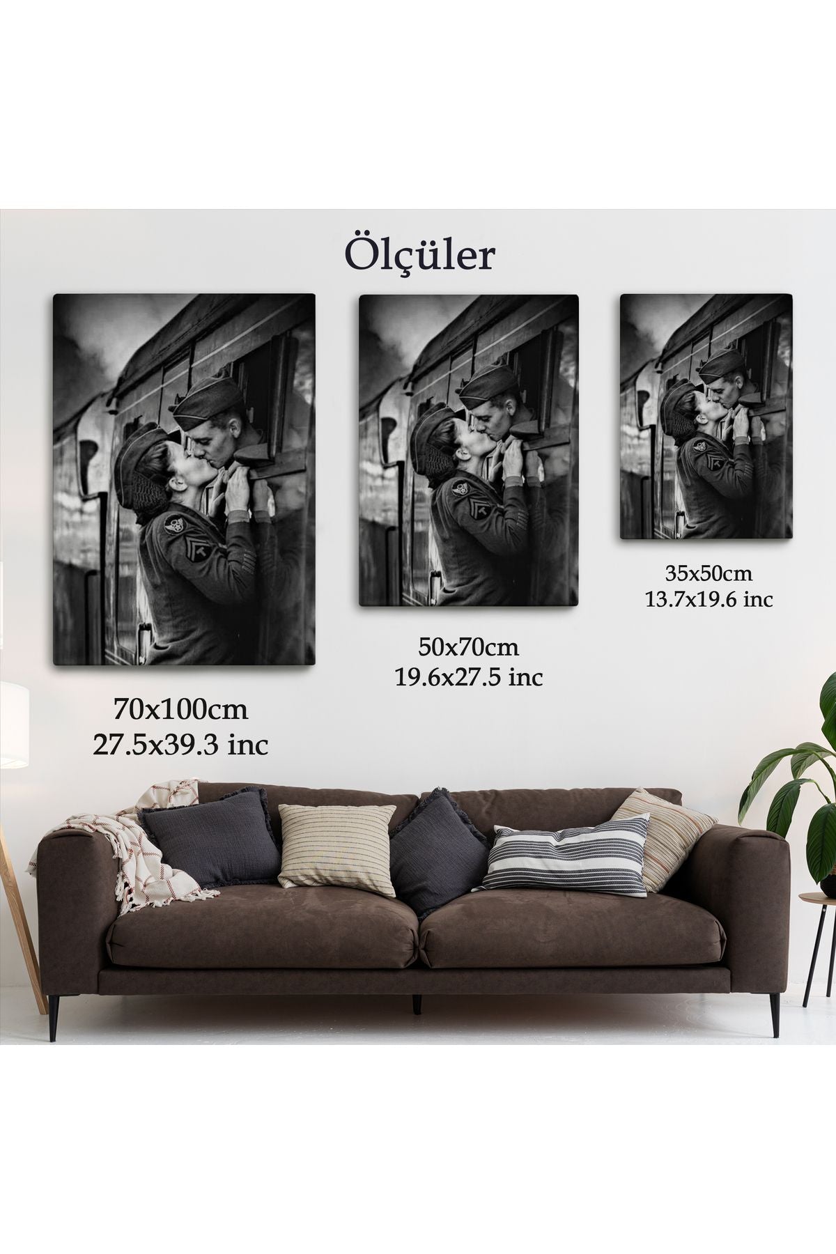 Ayrılık Zamanı Sevgilisi ile Trende Öpüşen Asker Kanvas Tablo-5227