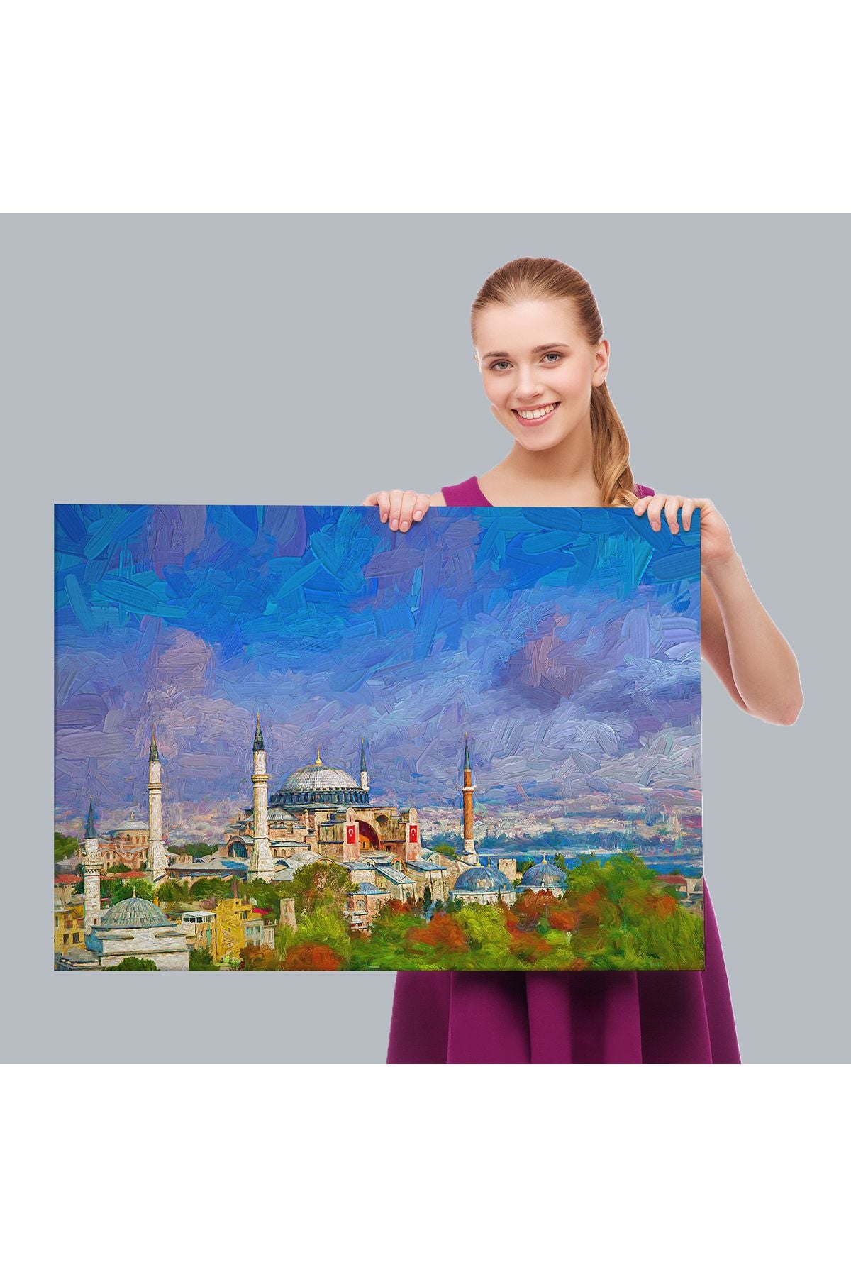 Ayasofya Camii Yağlıboya Görünüm Kanvas Duvar Tablosu-3690