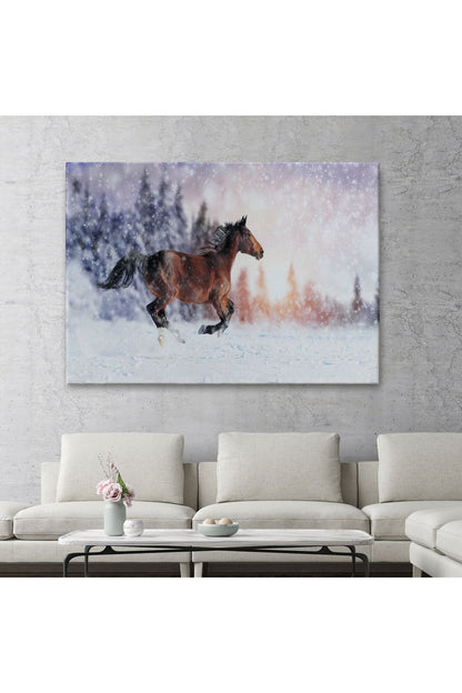 Karda Koşan At Dekoratif Kanvas Tablo 1133