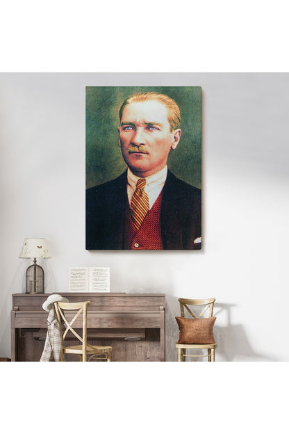 Atatürk Portre Tablosu Mustafa Kemal Atatürk Dikdörtgen Dekoratif Kanvas Tablo-CS-69