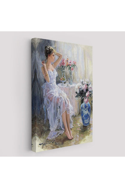 Beyaz Elbiseli Güzel Kız Dekoratif Duvar Tablosu-6108