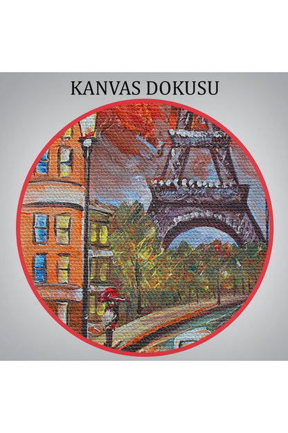Eyfel Kulesi Manzaralı Yağlıboya Görünüm Dekoratif Kanvas Duvar Tablosu-3726